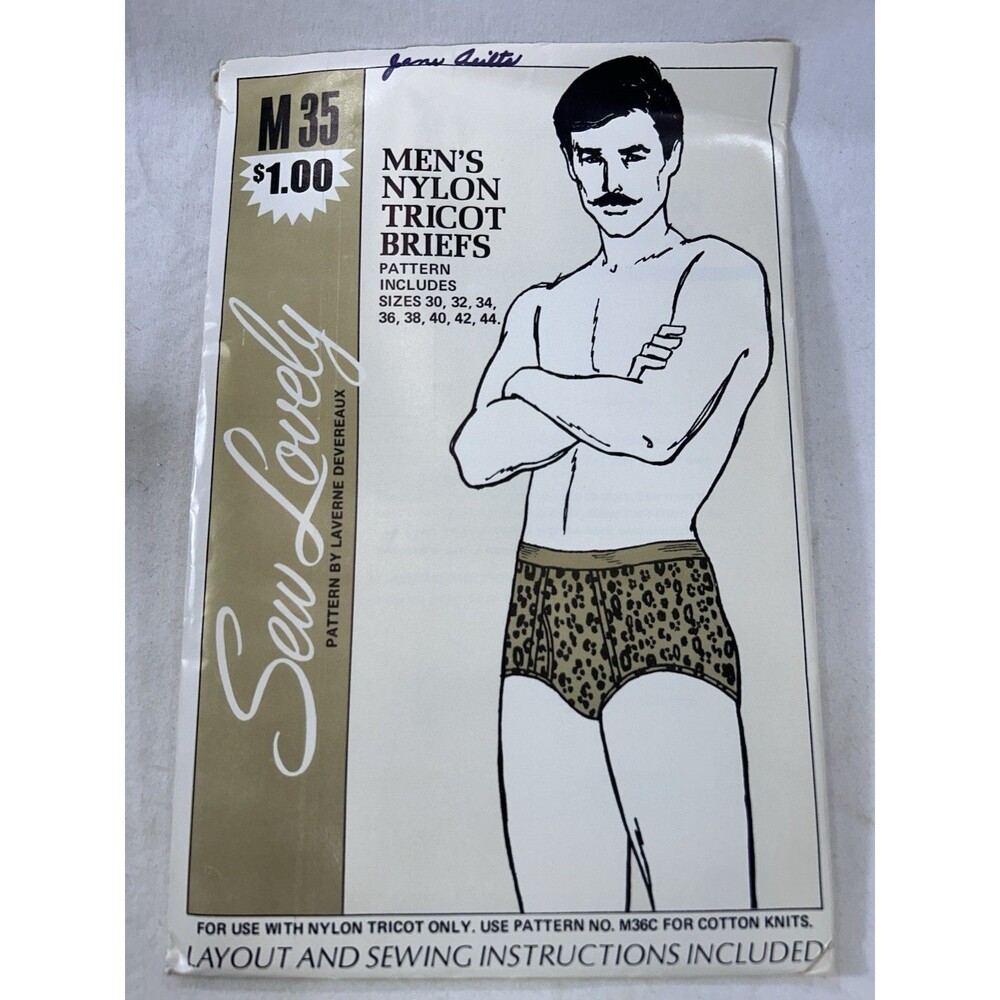 Vintage Sew Lovely Men's Underwear Sewing Pattern M-35 Cut Pattern